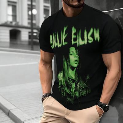 202526 Summer Billie Eilish Printed Fashion Casual Printed Cotton Tshirt for Men and Women Loose Plus Size Mens Clothing
