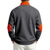Men S Loose Stand Collar Zip Up Color Block Fleece Lined Casual Sweatshirt