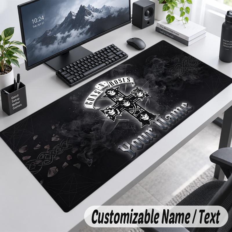 Custom Name Text Mouse Pad Guns N’ Roses Personalized Desk Pad For Work And Gaming