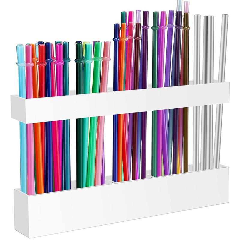 Drinking Straw Holder Organizer No Drilling Cabinet Door Mounted Acrylic Kitchen Chopstick Restaurant Straw Spoon Storage Rack 1