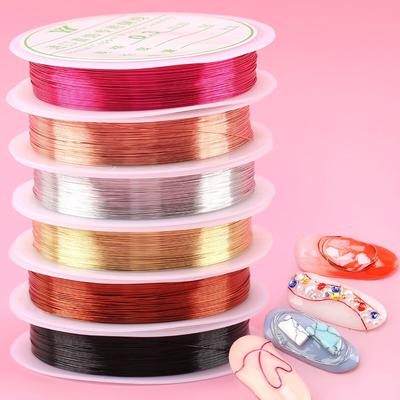 Décorations d'ongles en fil de cuivre Placage de fil de cuivre Nail Art DIY Outil Or Argent 3D Embouts d'ongles Bijoux pour ongles Décoration de manucure