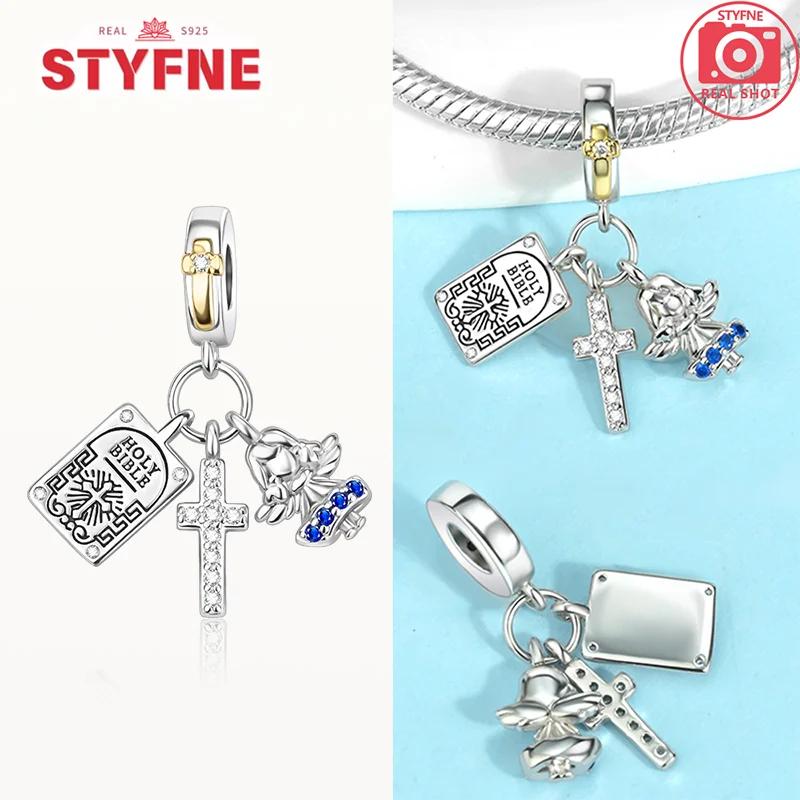 Copper Virgin Praying Hands Dangle Cross Pendant Beads Charm Fit Original Charms Bracelet Diy Fine Jewelryfor Women Gifts