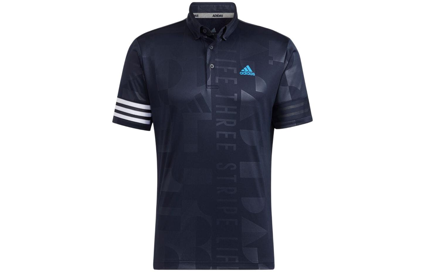 Adidas Polo Shirts Men s Blue Polo Collar Moderate Straight Fit HA0227 S