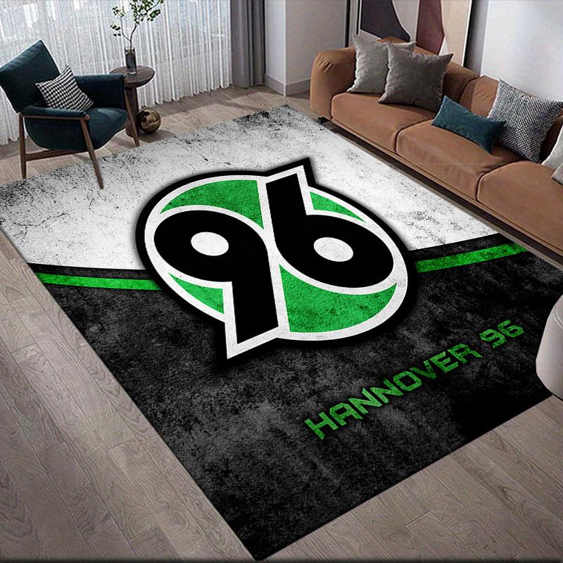 Hannover 96 Art Flannel Printed Carpet, Home Sofa Decoration for Living Room & Bedroom, Non‑Slip Play Flannel Floor Mat for Game Room