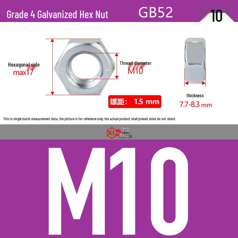 Galvanized Hex Nuts, Flat Washers, Spring Washers in M2-M48, Blue and White Zinc Coated