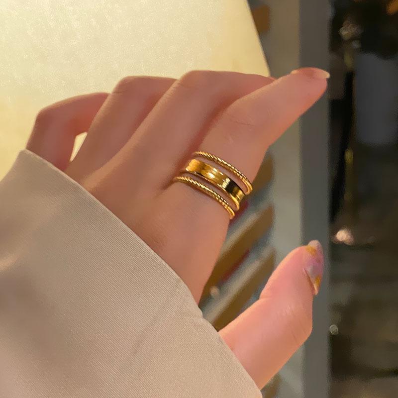 Korean-Style Geometric Titanium Steel Adjustable Index Ring
