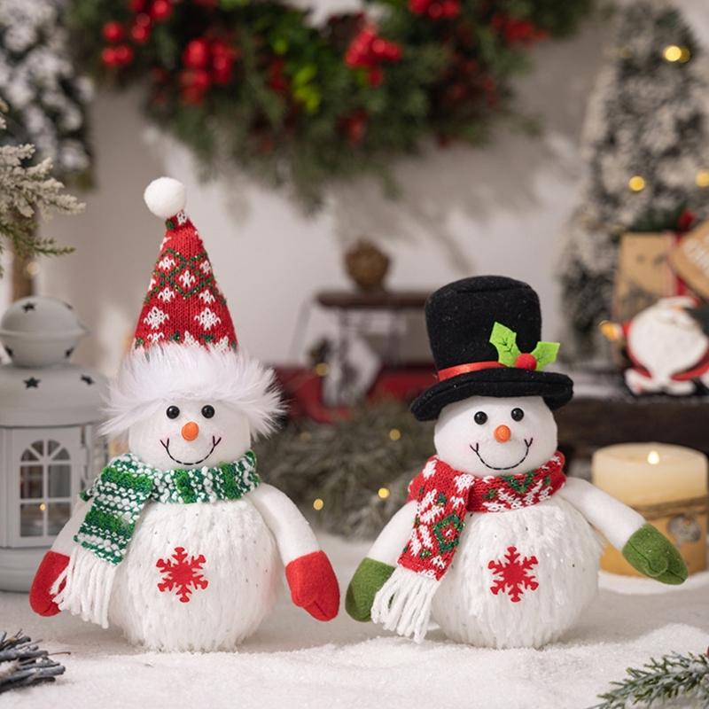 Festival Light Up Snowman Ornament With Warm LED Glows For Holiday Homes Decoration Desktop Accessories
