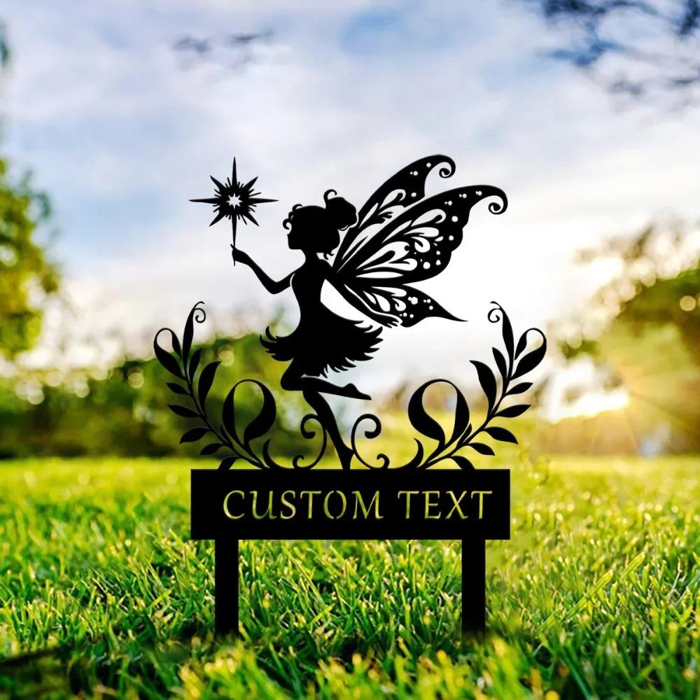 Metal Fairy Garden Stake Personalized Flower Bed Decoration Outdoor Gift