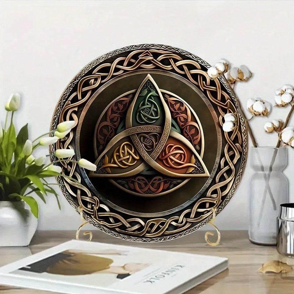 

8X8 Inch Celtic Triskelion 2D Aluminum Wall Plaque For Home Garden Patio Decor 20x20 різнокольоровий