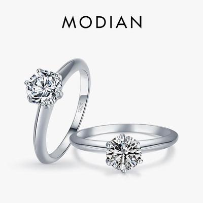 Modian Srebro Sterling 925 Klasyczny Pierścionek Modny Z Cyrkoniami AAAAA Dla Kobiet Ślubna Biżuteria Drobna Z Darmowym Pudełkiem