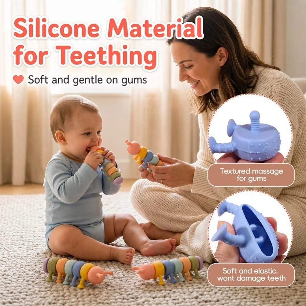 Cute Fidget Slug Toy 3D Articulated Stretch Caterpillar Toy Teeth Grinding Toy Children Gifts
