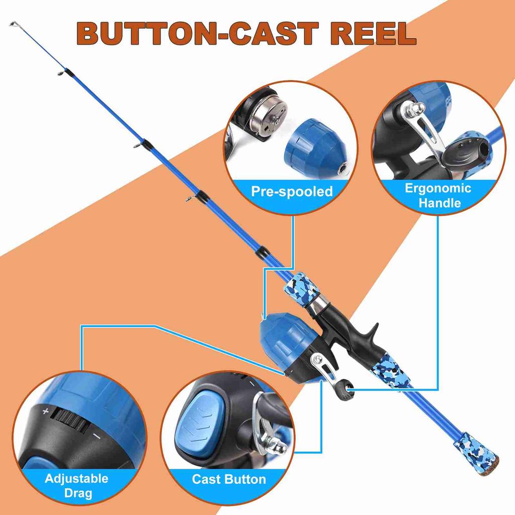 Kids Fishing Pole Telescopic Fishing Rod and Reel Combo Kit with Fishing Lures Fishing Lines Fishing Hooks