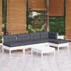 6 Pcs Garden Set with Cushions Pine Wood