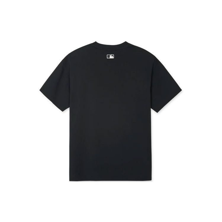 MLB New York Yankees Letter Print Logo Loose Casual Crew Neck Short Sleeve Drop Shoulder T-Shirt Women Tops Black 3FTSB0543-50BKS