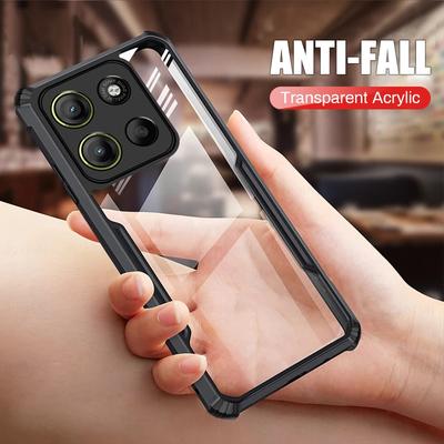 Acrylic Transparent Armor Shockproof Case For Motorola Moto G05 G15 G35 G45 G55 G75 G85 G 15 75 5G TPU Soft Frame Protect Funda