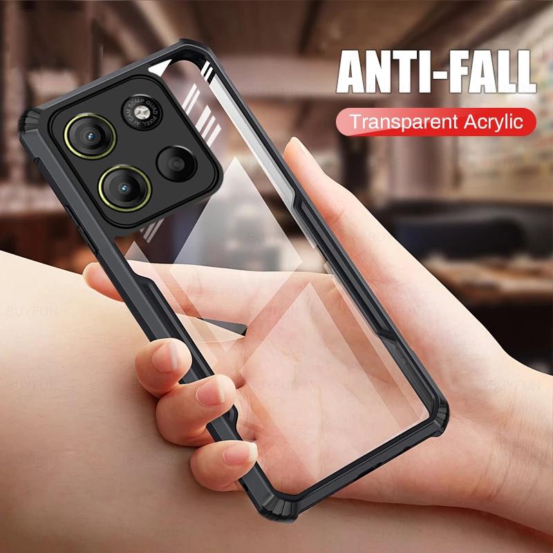 Acrylic Transparent Armor Shockproof Case For Motorola Moto G05 G15 G35 G45 G55 G75 G85 G 15 75 5G TPU Soft Frame Protect Funda