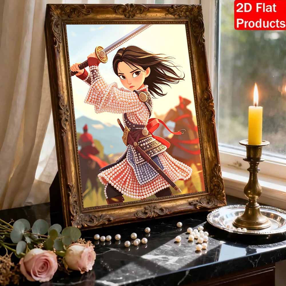 Disney Pearl Painting Mulan Heroic 5D DIY Pearl Picture Crafts for Adults/Beginners Gift Ideas Home Decoration