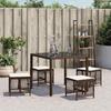 VidaXL Set of 4 Garden Stools with Cushions, Seats with Cover, Patio Balcony Terrace Outdoor Furniture, Brown 365058
