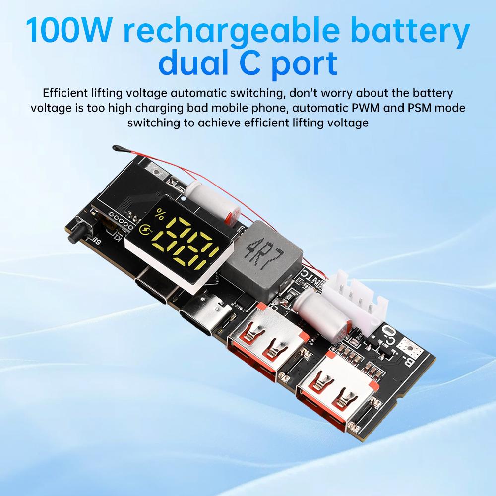 65W 100W Lade-Powerbank Dual-C-Anschluss Zweiwege-Superschnellladung VC-Blitzladung Mobiles Power-Modul Schaltung DIY Motherboard