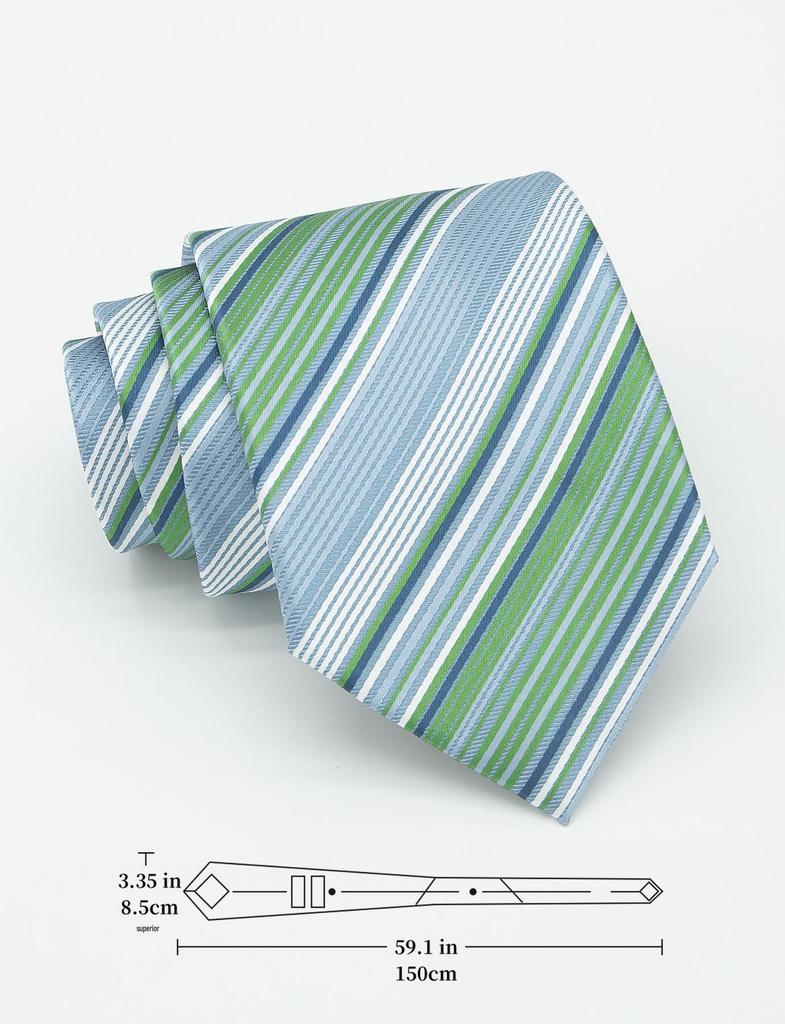 Gestreiftes Krawatten-, Einstecktuch- und Manschettenknöpfe-Set - Business Formal, 8,5 cm breit, Anzugzubehör