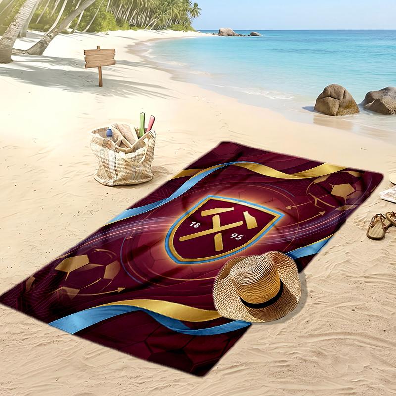 West Ham United Fußball-Print Strandtuch, Großes Weiches Schnelltrocknendes Handtuch für Strand Camping Schwimmen