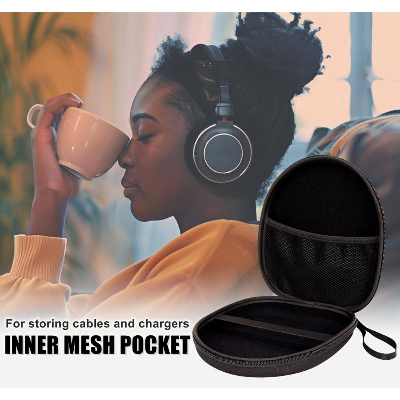 A Hard Shell Travel Headphone Case - Durable Nylon Protective Cover with Zipper Closure And Handle