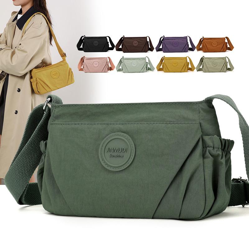 Pleated Multi-compartment Women's Bag Nylon Waterproof Lightweight Shoulder Bag