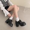 2025 Spring Women's Mary Jane High Heels: New Fashion Platform Chunky Lace-Up Leather Dress Shoes