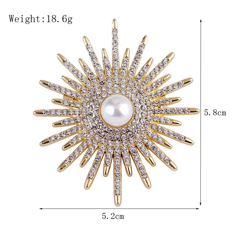 Sunflower Pearl Brooch Eco-friendly Alloy Full of Stars Pin for Women Clothing Accessory Corsage Exquisite Long-Lasting Color BFF Gift
