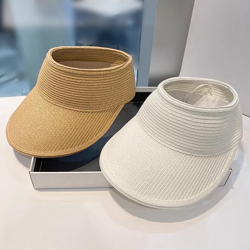 Export Grade Straw Empty Top Hat Summer Women's Outdoor Sunscreen Foldable Portable Braided Straw Hat New Sun Hat