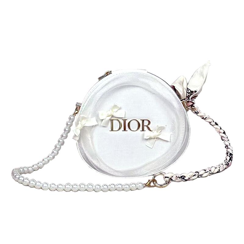 

DIOR Bag [Customized Cosmetic Bag] Retro Classic High-end Niche Korean Style Sweet Princess Party Pearl Simple and Versatile Beige Fabric Unisex белый