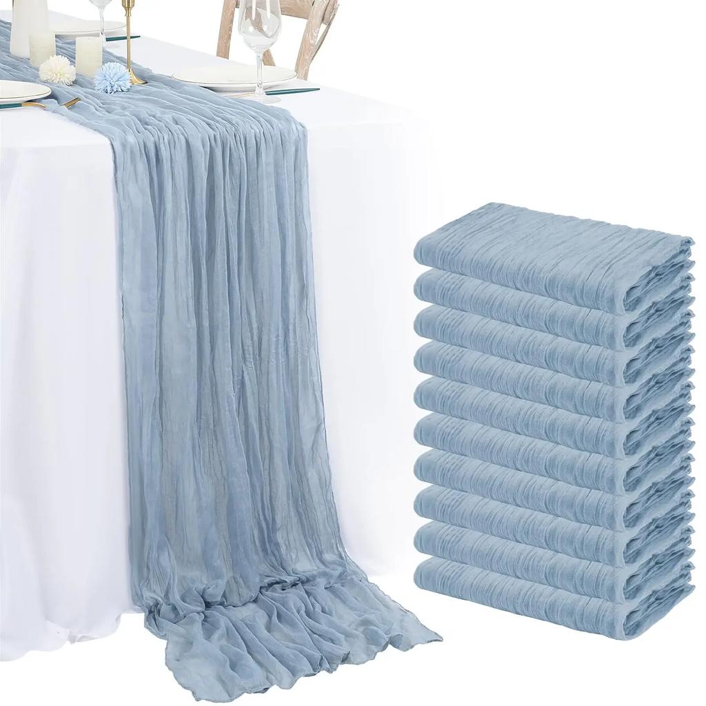 Set of 10 Gauze Wedding Table Runner 40x275cm Cream Semi-Sheer Cheesecloth Christmas Dining Party Arches Cake Table Decor
