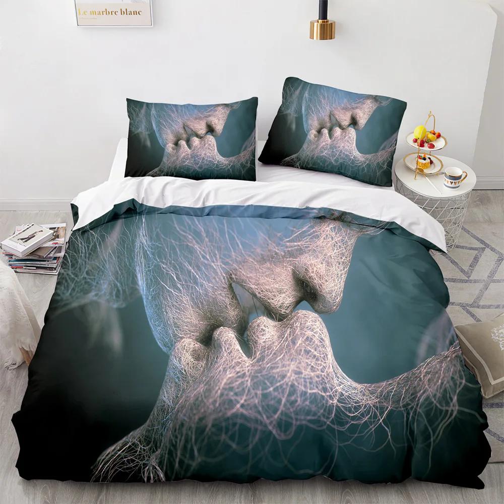 אהבה כיסוי שמיכה קווין סטים למצעים בצורת לב לבן רומנטיקה פוליאסטר כיסוי שמיכה לנשים גברים בנים בנות נוער מידה קינג