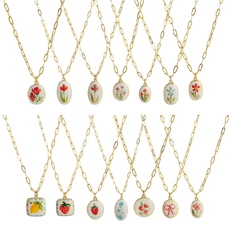 Floral Charm Necklace Adjustable Plant Series Collarbone Chain Flower Pendant Neckchain Daily Accessory Gift