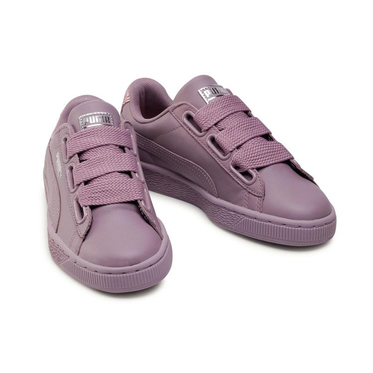 Puma Basket Heart Bio Hacking Synthetic Leather Casual Durable Lightweight Low Top Sneakers Women Sneakers Purple 369223-02