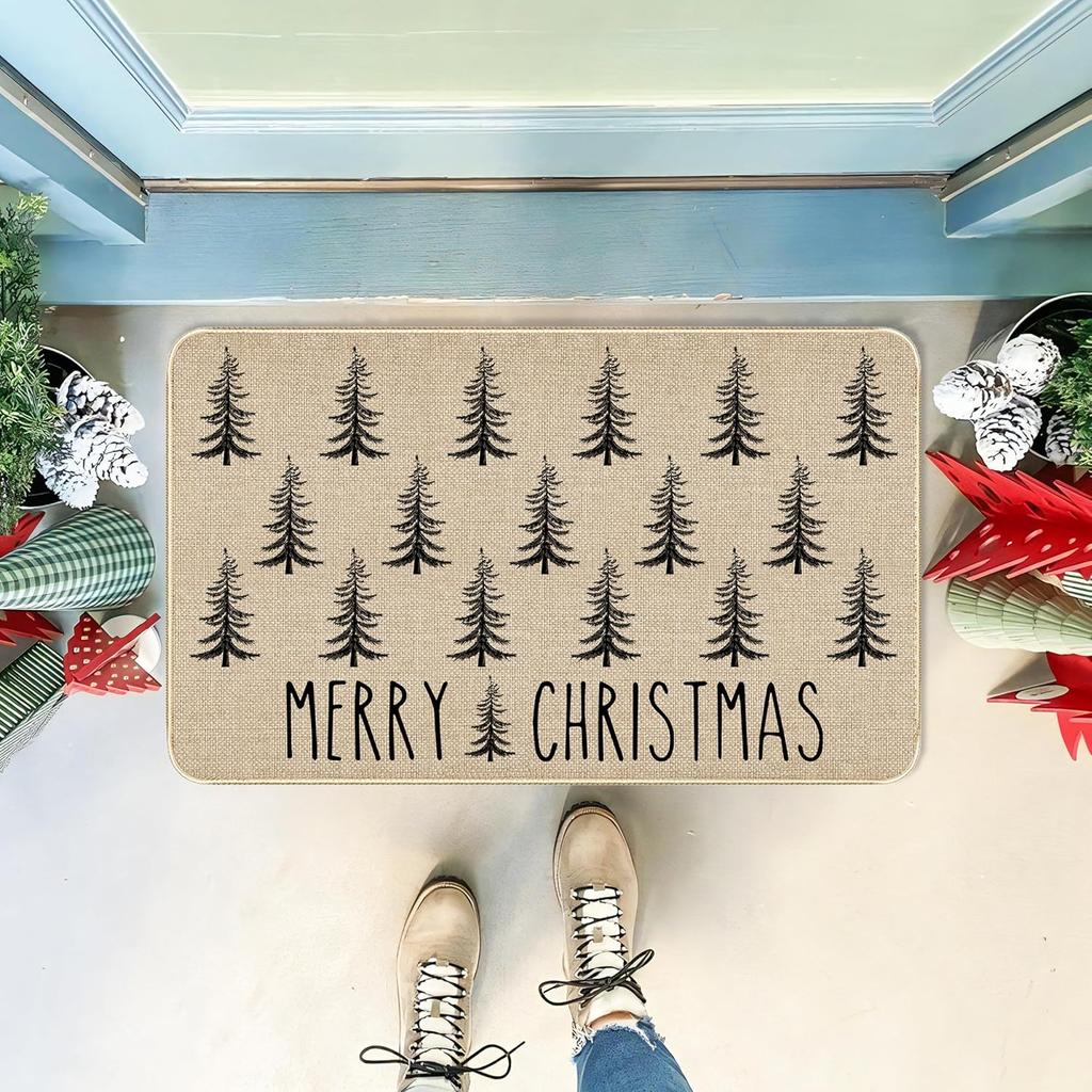 Merry Christmas Doormat Winter Season Non-Slip Indoor Area Rugs Entrance Welcome Floor Mats Home Decoration