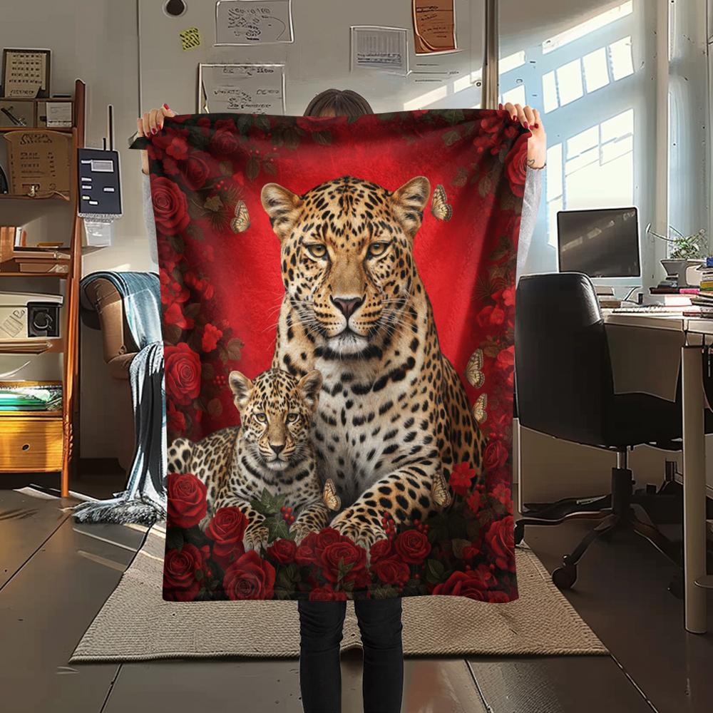 1PC Leopard Cat Print Flannel Blanket, High quality All Seasons, Home Decor, Warmth and Comfort, Perfect for Christmas Gifts