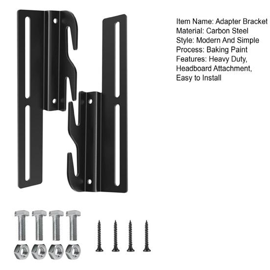 2/4Pcs Bed Frame Conversion Bracket with Hardware Bolt-On to Hook-On Headboard Adapter Bracket Bed Rail Hook Plate Adapter Headboard Attachment Kit