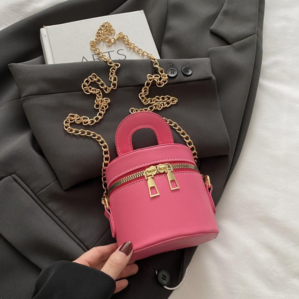 PU Leather Mini Lipstick Bag Minority Design Cylinder Bag Personality Box Crossbody Bag  Girls