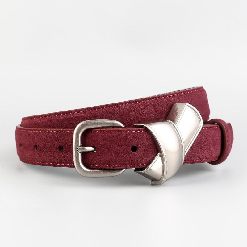 

Minimalist Leather Belt For Women With Classic Pin Buckle For Casual And Office Wear AngoraRed
