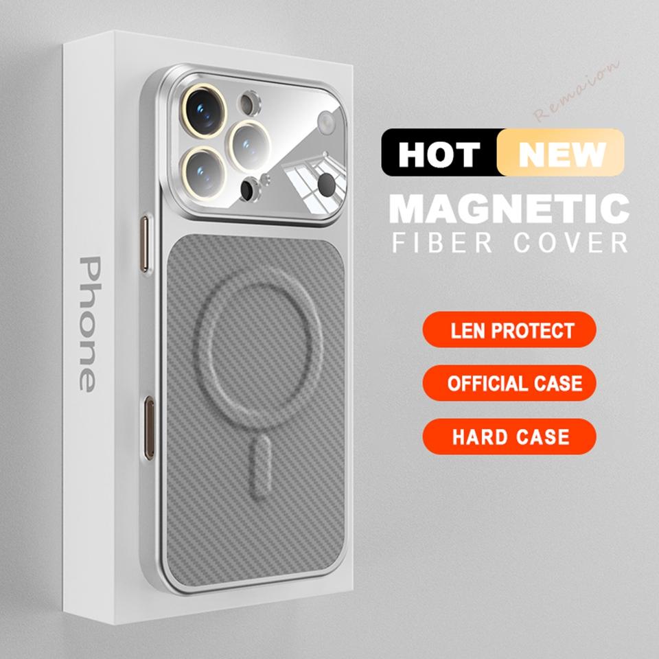 

Official Fiber Magnetic Phone Case For iPhone 17 13 14 15 16 Pro Max 17Pro 16Pro Magsafe Wireless Charging Hard Protector Cover For iPhone 13Pro