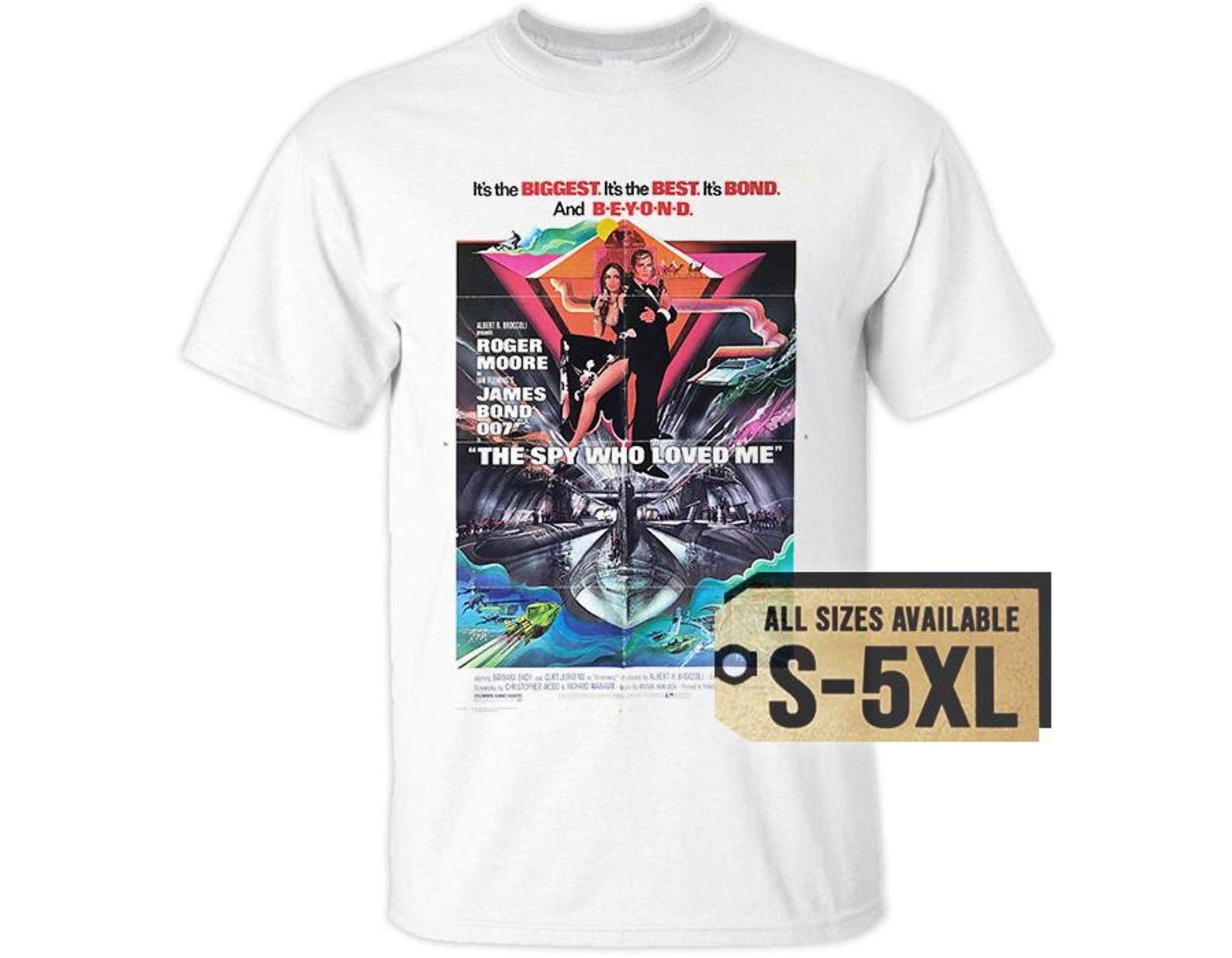 SALE James Bond T-Shirt Vintage White color Men s T-Shirt DTG Digital Print SIZES Xl 4XL