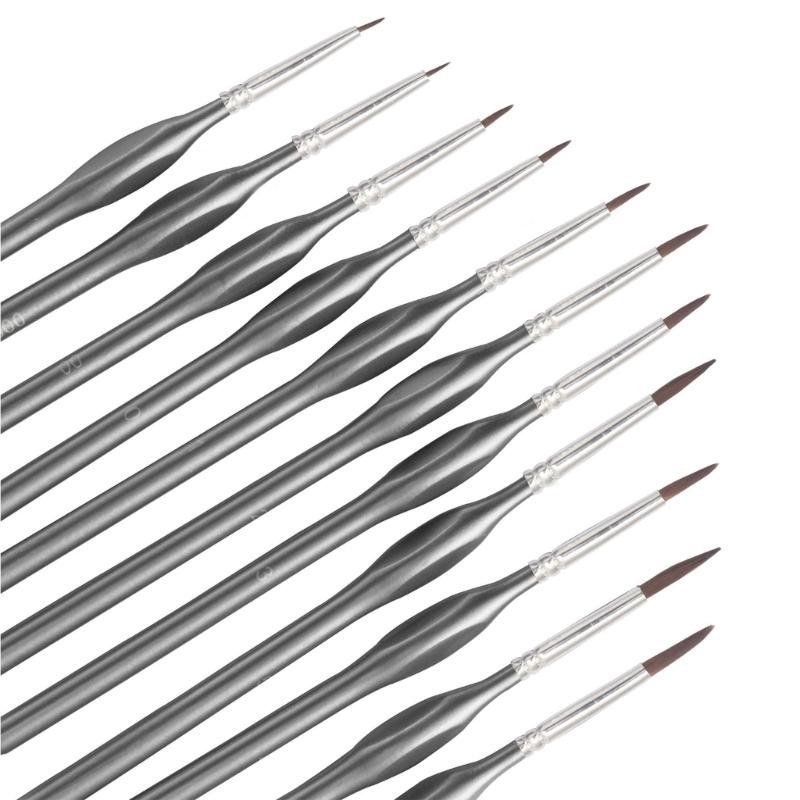 Detail Paint Brush Set 11Pcs Ergonomic Grip Miniature Brush for Fine Detailing and Acrylic Watercolor Oil Face Painting