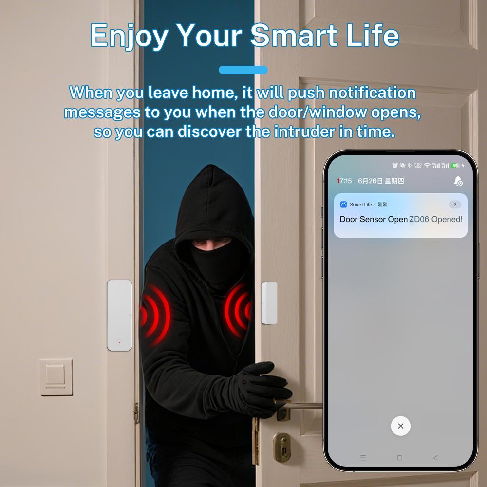 Tuya Zigbee 3.0 Door Window Sensor for Home Assistant Z2MQTT Magnetic Detector Smart Home Security APP Monitor