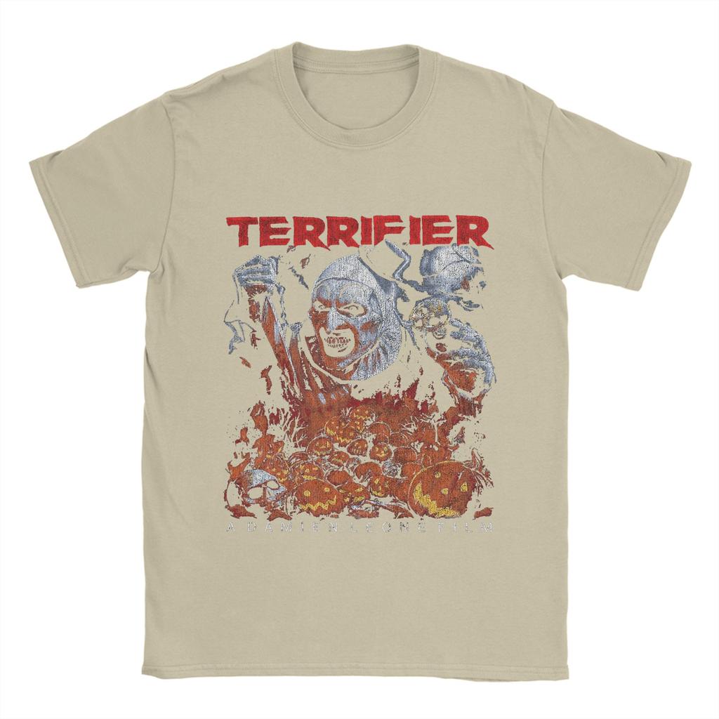 Men T-Shirt Terrifier  Vintage 100% Cotton Tees Short Sleeve Horror Movie T Shirts Round Neck Clothes Gift Idea