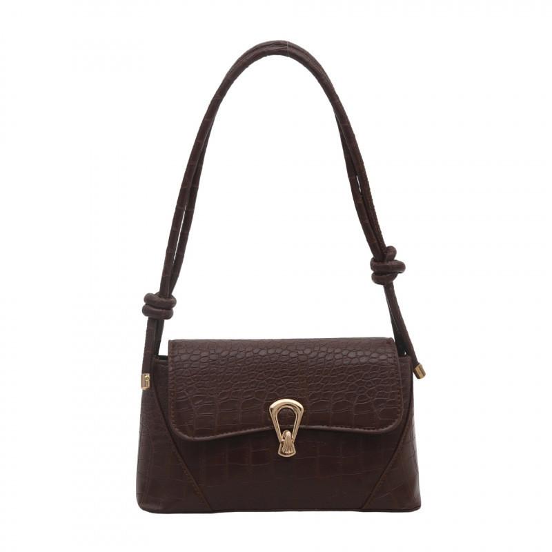 Street Style Trendy Pu Compact Square Shoulder Bag With Shell Shaped Buckle Lock