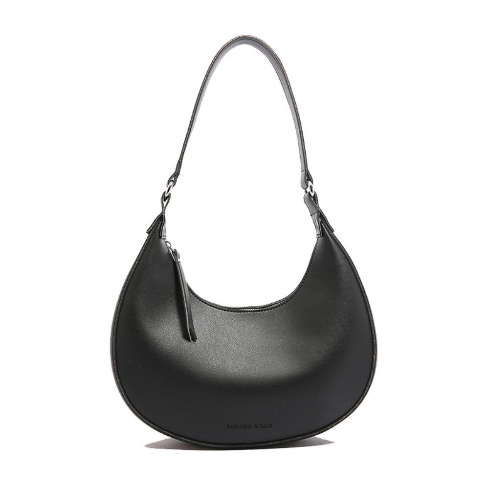 

PU Leather Retro Underarm Bag Solid Color Women s Armpit Bag Fashion Half Moon Shoulder Bag Female