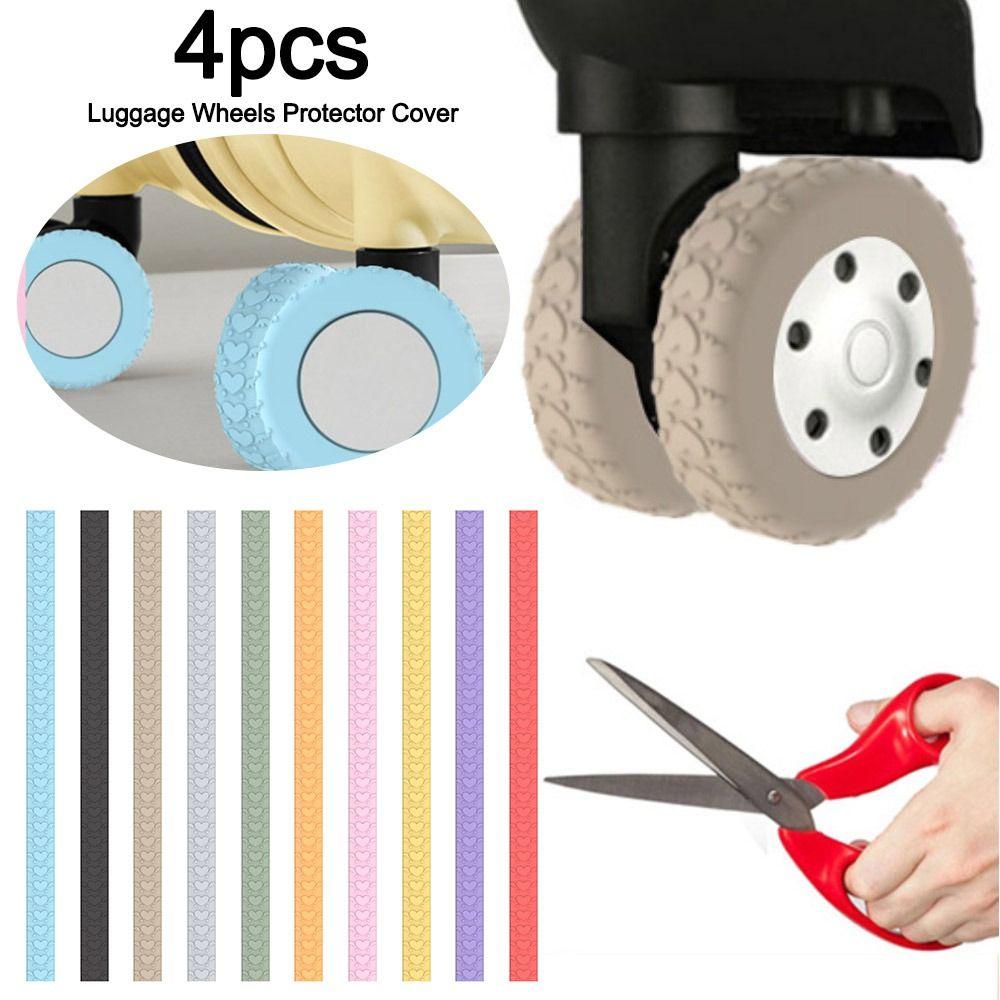 4Pcs Silicone Luggage Wheels Protector Cover Reduce Noise Can Be Cropped Suitcases Wheel Protection Rings Anti-slip