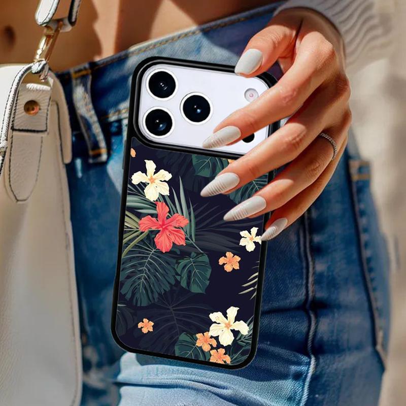 Monstera Flower Tropical Green Leaves Phone Case For iPhone 17 Air 14 15 13 12 Max Cover For Apple 16e 11 Pro Max Plus Coque