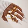 5Pcs/Set Irregular Baroque Imitation Pearl Rings for Women Ladies Geometric Gold Color Rings Vacation Style Jewelry Accessories
